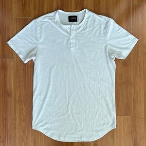 Cuts Clothing White Elongated Henley Mens Small